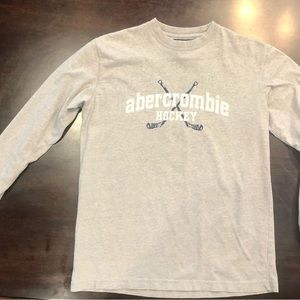 Boy’s Abercrombie Kids Long Sleeve T-Shirt Gray Large Hockey